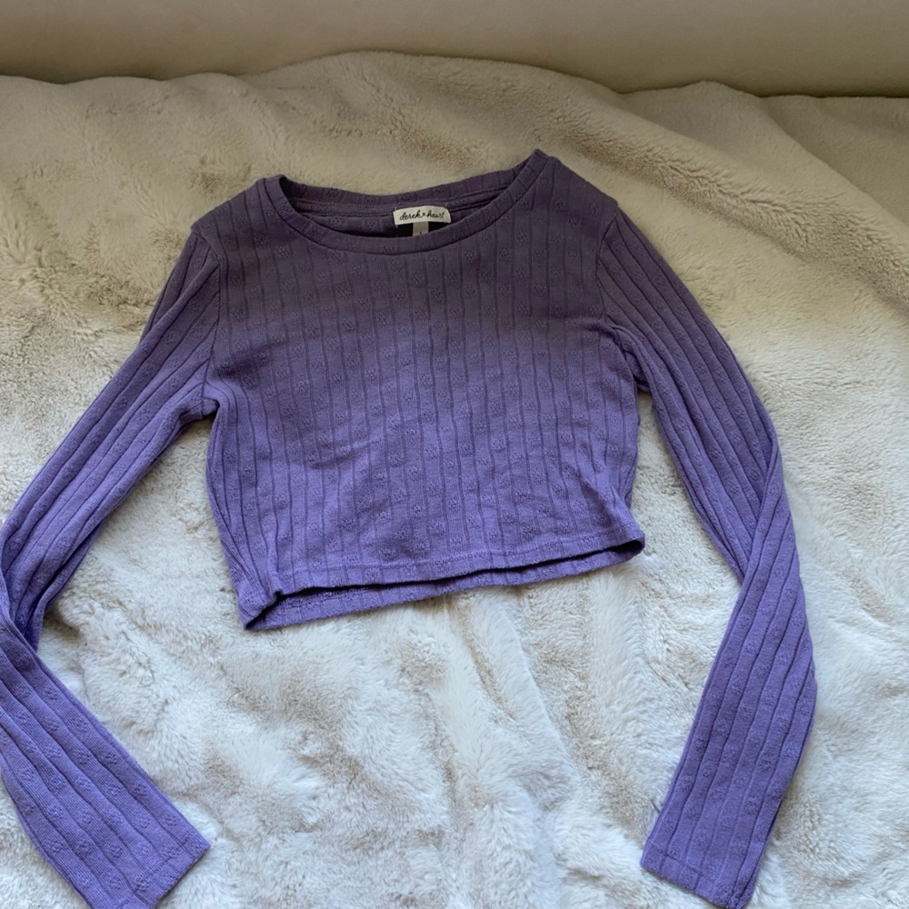 Long sleeve purple cropped top